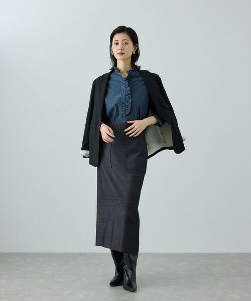 ROPE' / ロペ ミニ・ひざ丈スカート | [美人スカート]トリアセツイル ポケット付きタイトスカート(デニムライク)/イージーケア・セットアップ対応 | 詳細9