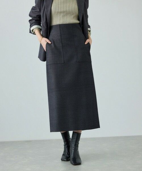 ROPE' / ロペ ミニ・ひざ丈スカート | [美人スカート]トリアセツイル ポケット付きタイトスカート(デニムライク)/イージーケア・セットアップ対応（ネイビー系(43)）