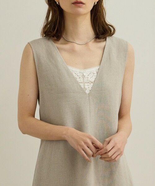 ROPE' / ロペ ロング・マキシ丈ワンピース | 尾州リネン ディープVネックフレアワンピース | 詳細21