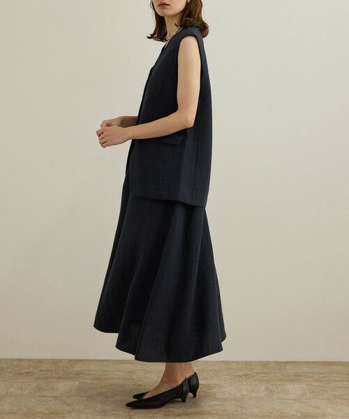 ROPE' / ロペ ロング・マキシ丈ワンピース | 尾州リネン ディープVネックフレアワンピース | 詳細23