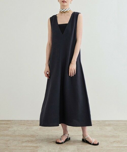 ROPE' / ロペ ロング・マキシ丈ワンピース | 尾州リネン ディープVネックフレアワンピース | 詳細3