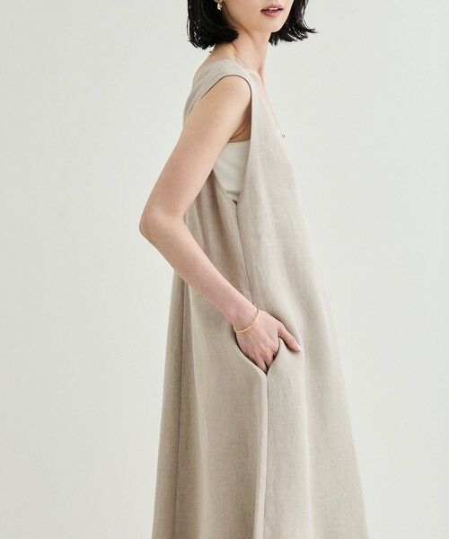 ROPE' / ロペ ロング・マキシ丈ワンピース | 尾州リネン ディープVネックフレアワンピース | 詳細5