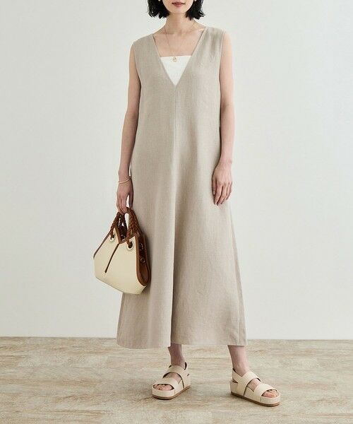 ROPE' / ロペ ロング・マキシ丈ワンピース | 尾州リネン ディープVネックフレアワンピース | 詳細6