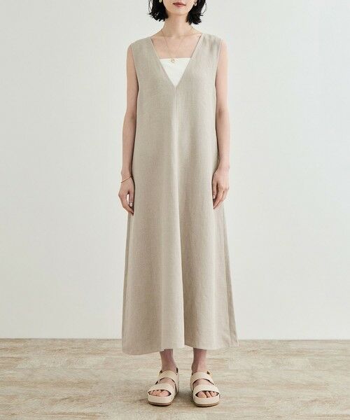 ROPE' / ロペ ロング・マキシ丈ワンピース | 尾州リネン ディープVネックフレアワンピース | 詳細8