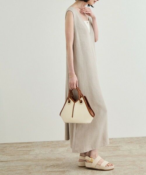 ROPE' / ロペ ロング・マキシ丈ワンピース | 尾州リネン ディープVネックフレアワンピース(ベージュ(27))