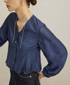 ROPE' / ロペ シャツ・ブラウス | 【洗える】パフスリーブシアーペプラムブラウス