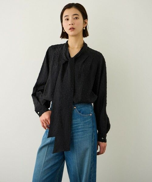 ROPE' / ロペ シャツ・ブラウス | 2WAYドットジャガードボウタイブラウス/イージーケア | 詳細7