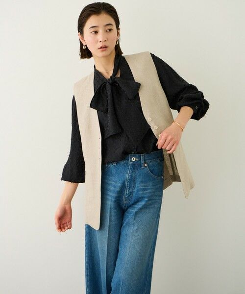 ROPE' / ロペ シャツ・ブラウス | 2WAYドットジャガードボウタイブラウス/イージーケア | 詳細8