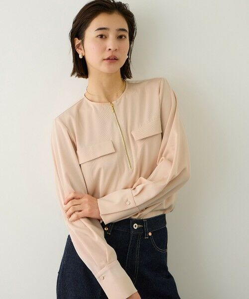 ROPE' / ロペ シャツ・ブラウス | フロントジップブラウス/イージーケア・セットアップ対応（ピンク(63)）