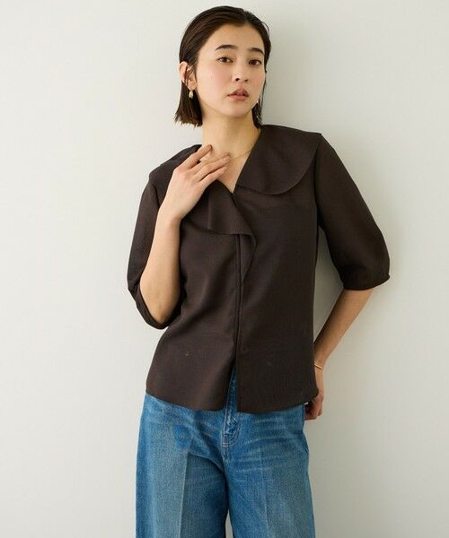 ROPE' / ロペ シャツ・ブラウス | リネンライクフリルカラーブラウス/イージーケア・セットアップ対応 | 詳細1