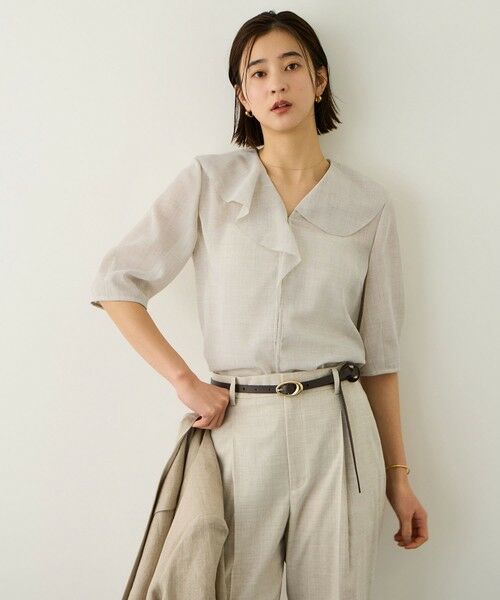 ROPE' / ロペ シャツ・ブラウス | リネンライクフリルカラーブラウス/イージーケア・セットアップ対応 | 詳細7