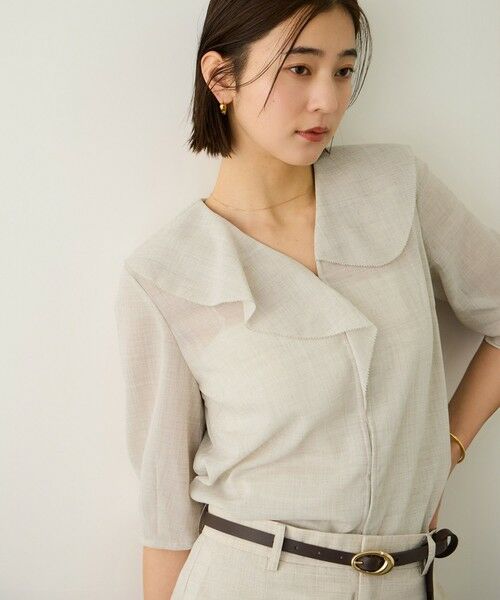 ROPE' / ロペ シャツ・ブラウス | リネンライクフリルカラーブラウス/イージーケア・セットアップ対応 | 詳細8
