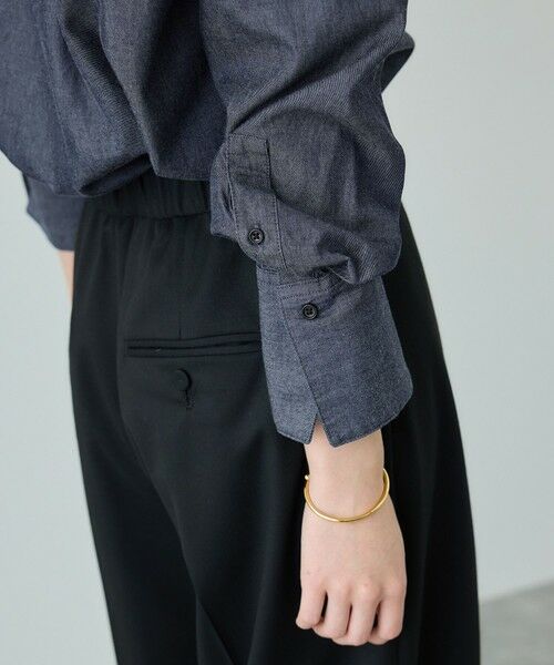 ROPE' / ロペ シャツ・ブラウス | テンセルデニムスタンドフリルシャツ/イージーケア・セットアップ対応 | 詳細1