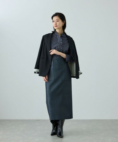 ROPE' / ロペ シャツ・ブラウス | テンセルデニムスタンドフリルシャツ/イージーケア・セットアップ対応 | 詳細10