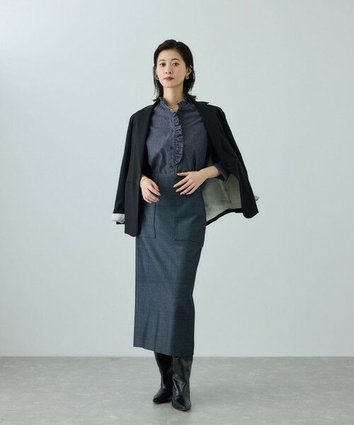 ROPE' / ロペ シャツ・ブラウス | テンセルデニムスタンドフリルシャツ/イージーケア・セットアップ対応 | 詳細11