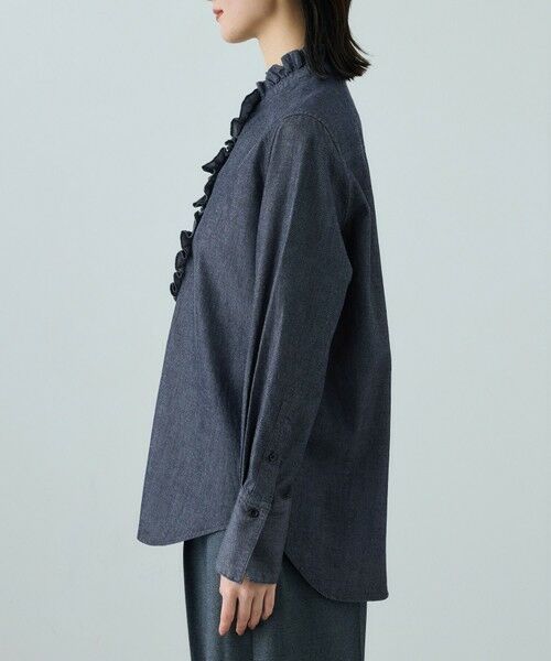 ROPE' / ロペ シャツ・ブラウス | テンセルデニムスタンドフリルシャツ/イージーケア・セットアップ対応 | 詳細13