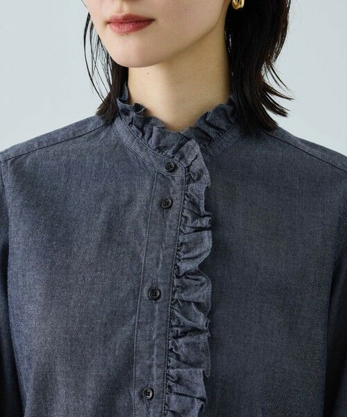 ROPE' / ロペ シャツ・ブラウス | テンセルデニムスタンドフリルシャツ/イージーケア・セットアップ対応 | 詳細15
