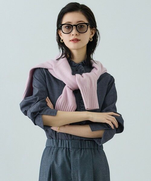 ROPE' / ロペ シャツ・ブラウス | テンセルデニムスタンドフリルシャツ/イージーケア・セットアップ対応 | 詳細6