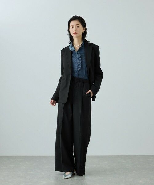 ROPE' / ロペ スラックス・ドレスパンツ | トリアセツイル ワンタックイージーワイドパンツ(デニムライク)/イージーケア・セットアップ対応 | 詳細4