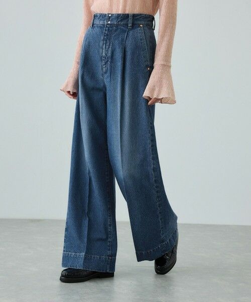 ROPE' / ロペ デニムパンツ | テンセルデニムストレートワイドパンツ/イージーケア・セットアップ対応(ブルー(44))