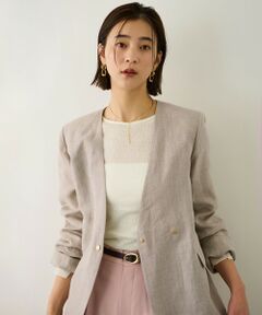 ROPE' / ロペ ノーカラージャケット | リネンノーカラージャケット/セットアップ対応
