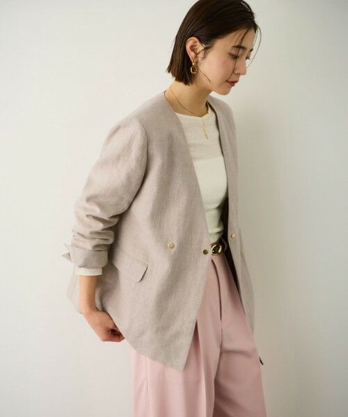 ROPE' / ロペ ノーカラージャケット | リネンノーカラージャケット/セットアップ対応 | 詳細1