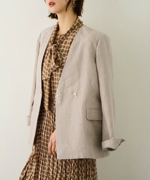 ROPE' / ロペ ノーカラージャケット | リネンノーカラージャケット/セットアップ対応 | 詳細14