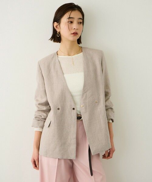 ROPE' / ロペ ノーカラージャケット | リネンノーカラージャケット/セットアップ対応 | 詳細2