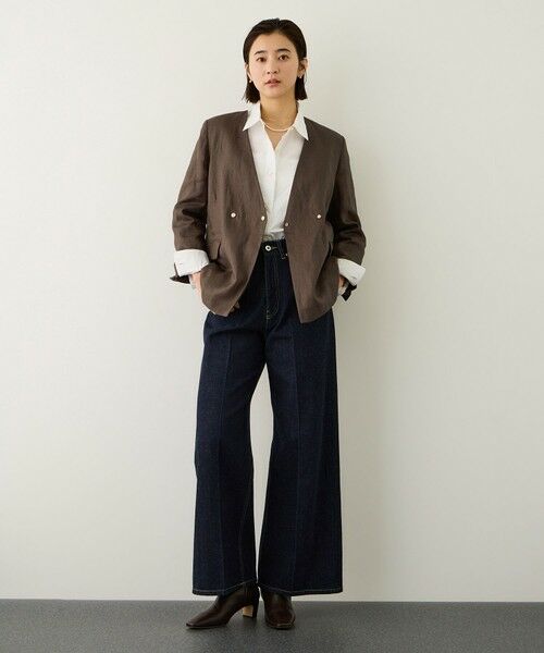ROPE' / ロペ ノーカラージャケット | リネンノーカラージャケット/セットアップ対応 | 詳細5