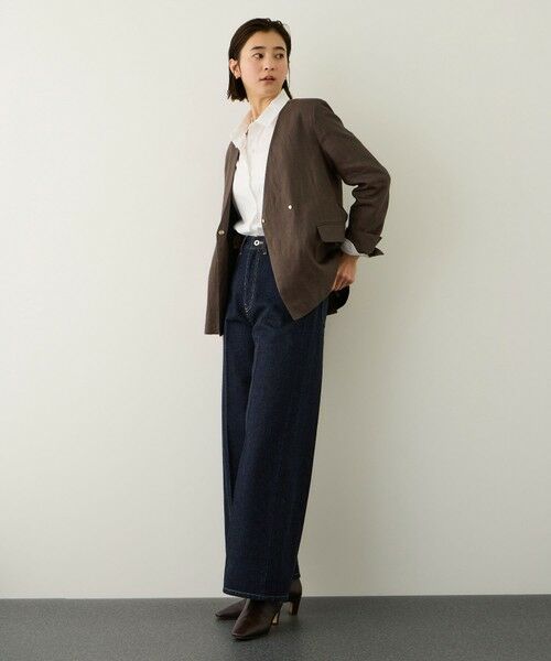 ROPE' / ロペ ノーカラージャケット | リネンノーカラージャケット/セットアップ対応 | 詳細6