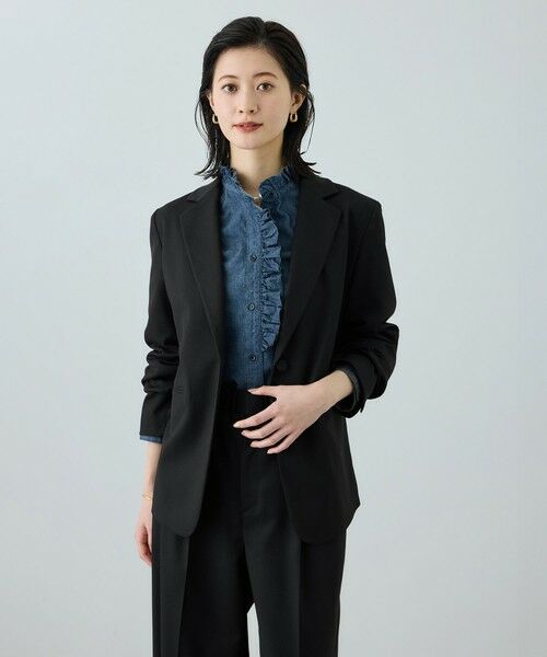 ROPE' / ロペ テーラードジャケット | トリアセツイル シングルテーラードジャケット(デニムライク)/セットアップ対応 | 詳細1