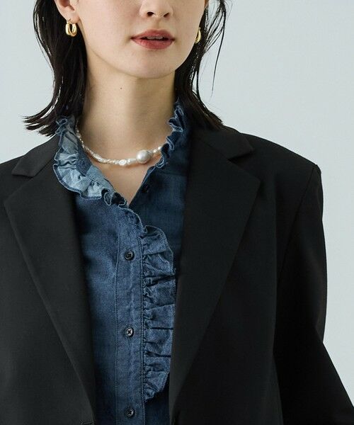 ROPE' / ロペ テーラードジャケット | トリアセツイル シングルテーラードジャケット(デニムライク)/セットアップ対応 | 詳細2
