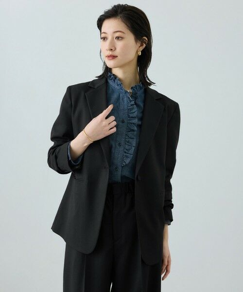 ROPE' / ロペ テーラードジャケット | トリアセツイル シングルテーラードジャケット(デニムライク)/セットアップ対応 | 詳細8