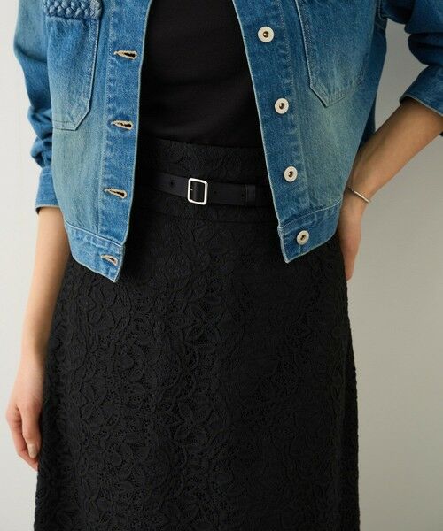 ROPE' / ロペ ミニ・ひざ丈スカート | ベルト付きセミフレアレーススカート/イージーケア | 詳細14