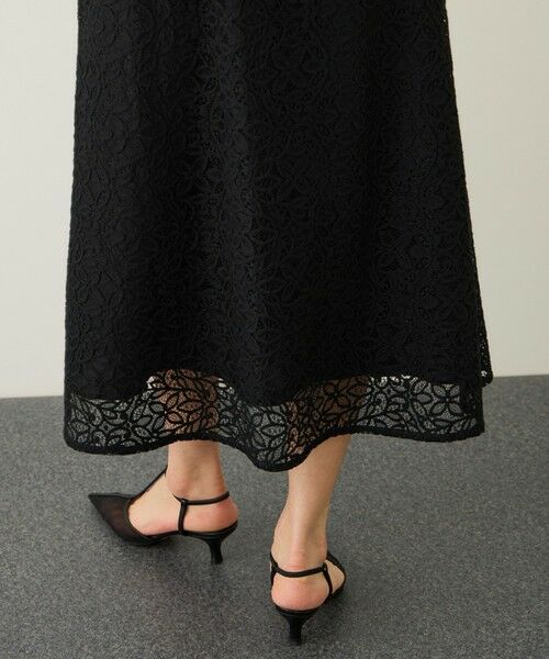 ROPE' / ロペ ミニ・ひざ丈スカート | ベルト付きセミフレアレーススカート/イージーケア | 詳細15