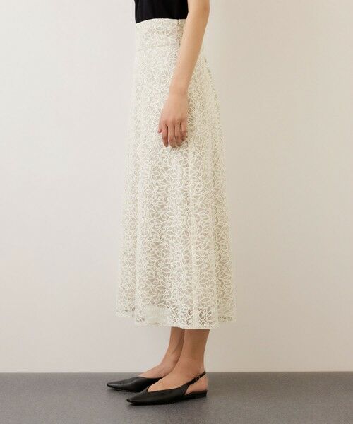 ROPE' / ロペ ミニ・ひざ丈スカート | ベルト付きセミフレアレーススカート/イージーケア | 詳細17