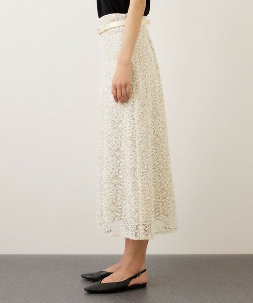 ROPE' / ロペ ミニ・ひざ丈スカート | ベルト付きセミフレアレーススカート/イージーケア | 詳細22