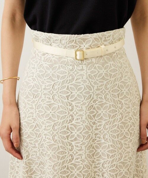 ROPE' / ロペ ミニ・ひざ丈スカート | ベルト付きセミフレアレーススカート/イージーケア | 詳細24