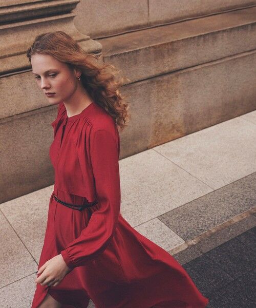 ROPE' / ロペ ロング・マキシ丈ワンピース | ギャザーヨークサテンワンピース/イージーケア | 詳細1