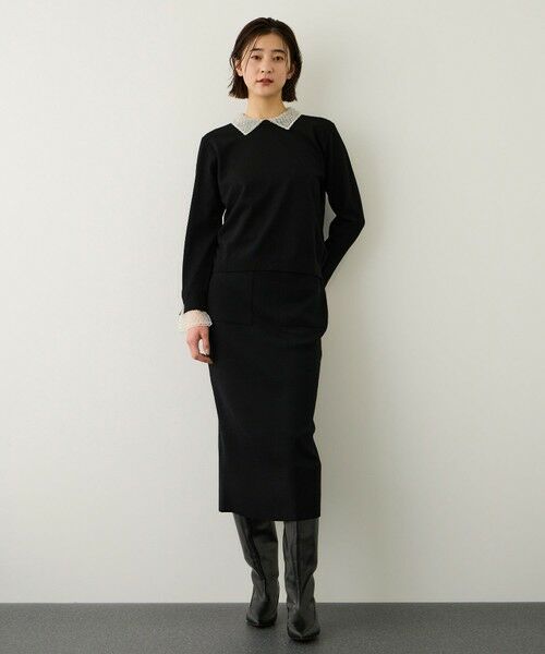 ROPE' / ロペ ニット・セーター | ビジューレース襟ニットプルオーバー/イージーケア | 詳細10