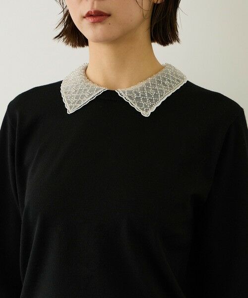 ROPE' / ロペ ニット・セーター | ビジューレース襟ニットプルオーバー/イージーケア | 詳細22