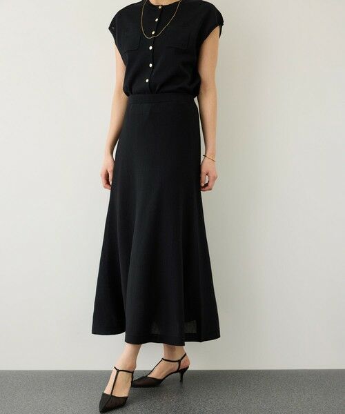 ROPE' / ロペ ロング・マキシ丈スカート | ギマコットンニットフレアースカート/セットアップ対応（ブラック(01)）