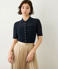 ROPE' / ロペ カーディガン・ボレロ | シルクリネンポロ襟ニットカーディガン/イージーケア