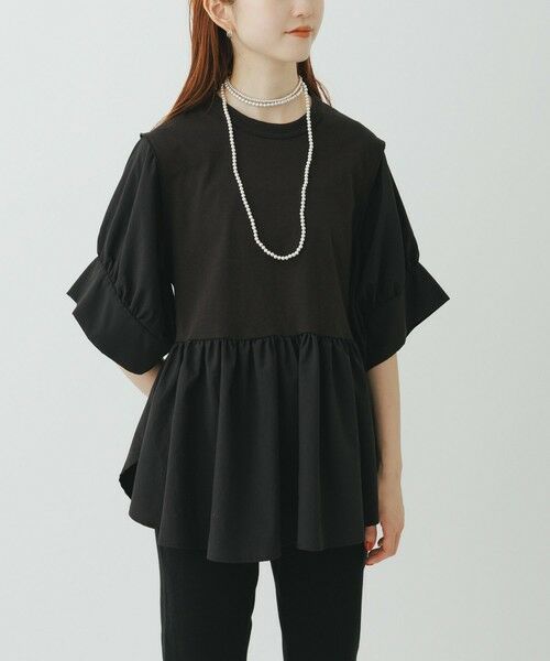 ROPE' / ロペ Tシャツ | 【ADAM ET ROPE’ FEMME】バウンスカフスプルオーバー【サステナブル】（ブラック(01)）