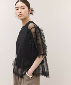 ROPE' / ロペ Tシャツ | 【ADAM ET ROPE’ FEMME】フリルギャザーチュールトップス【サステナブル】