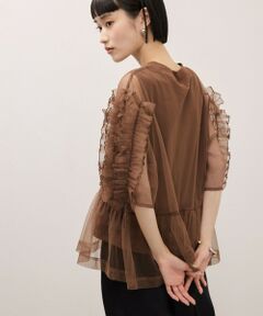 ROPE' / ロペ Tシャツ | 【ADAM ET ROPE’ FEMME】フリルギャザーチュールトップス【サステナブル】