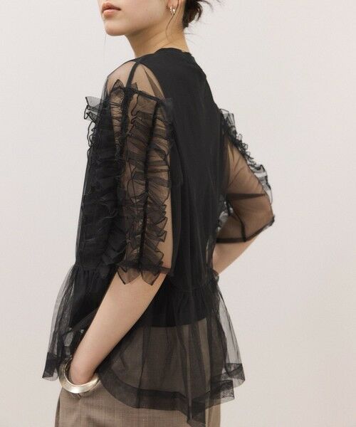ROPE' / ロペ Tシャツ | 【ADAM ET ROPE’ FEMME】フリルギャザーチュールトップス【サステナブル】 | 詳細4