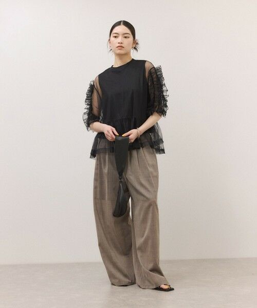 ROPE' / ロペ Tシャツ | 【ADAM ET ROPE’ FEMME】フリルギャザーチュールトップス【サステナブル】 | 詳細1