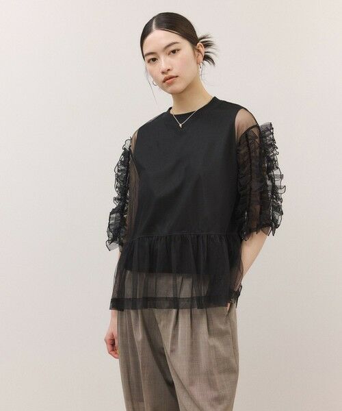 ROPE' / ロペ Tシャツ | 【ADAM ET ROPE’ FEMME】フリルギャザーチュールトップス【サステナブル】 | 詳細2