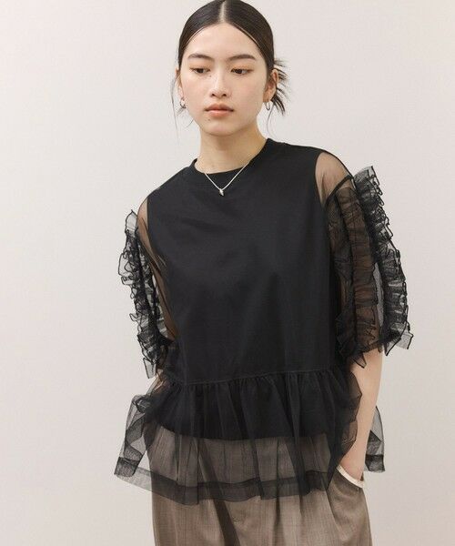 ROPE' / ロペ Tシャツ | 【ADAM ET ROPE’ FEMME】フリルギャザーチュールトップス【サステナブル】 | 詳細3